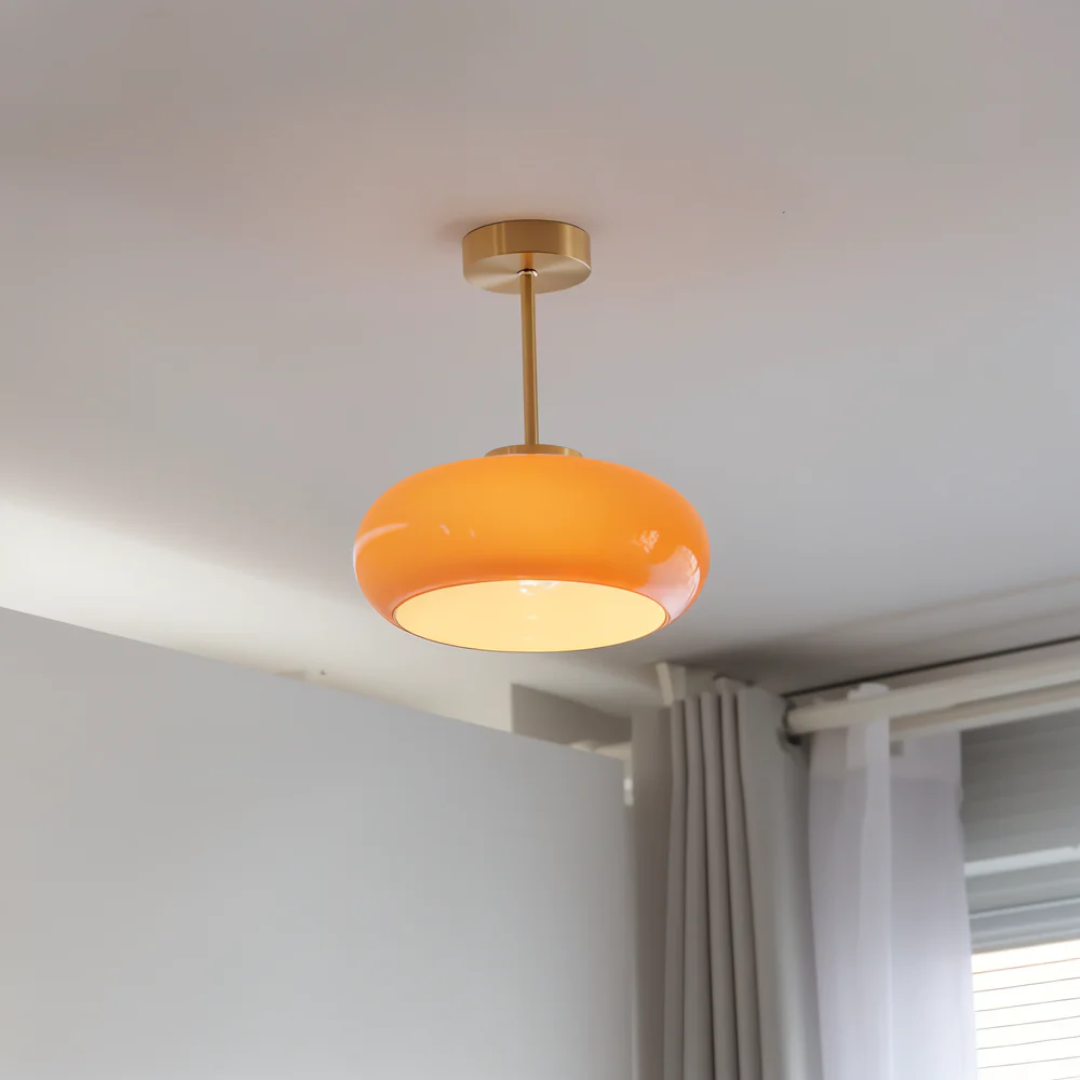 Glass Ceiling Light with Round Shade Pendant
