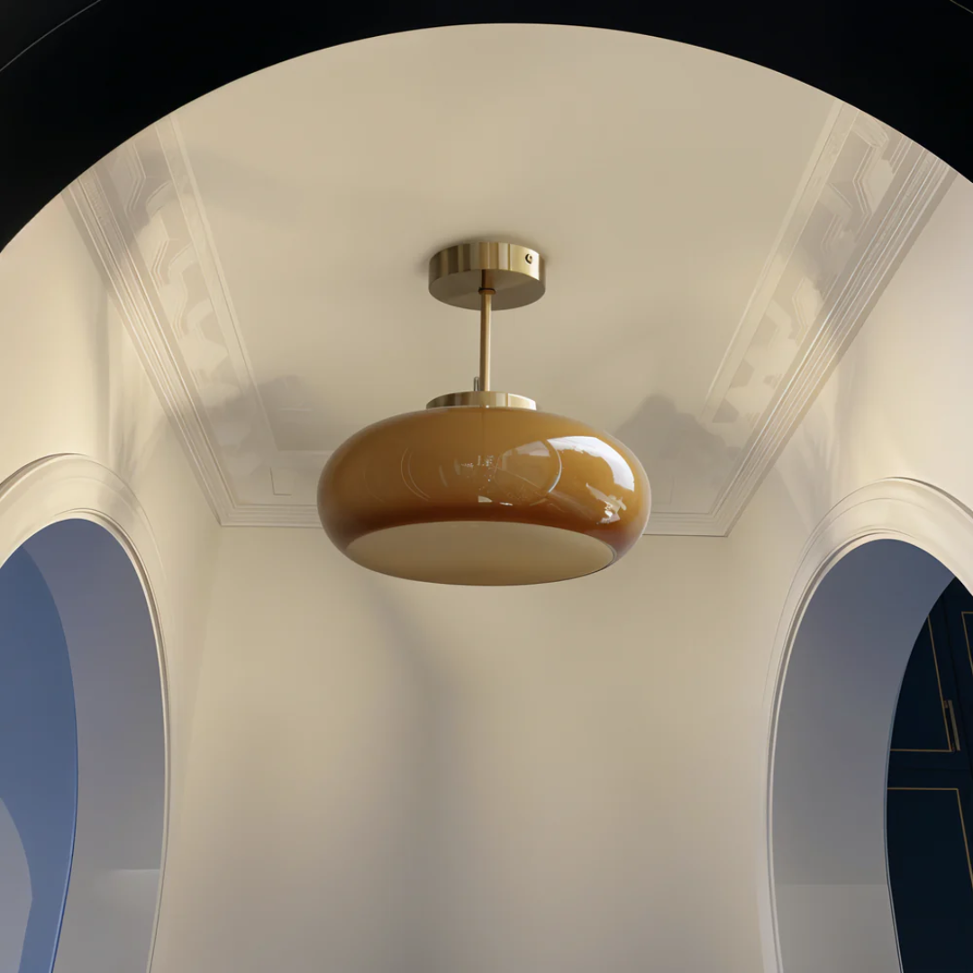 Glass Ceiling Light with Round Shade Pendant