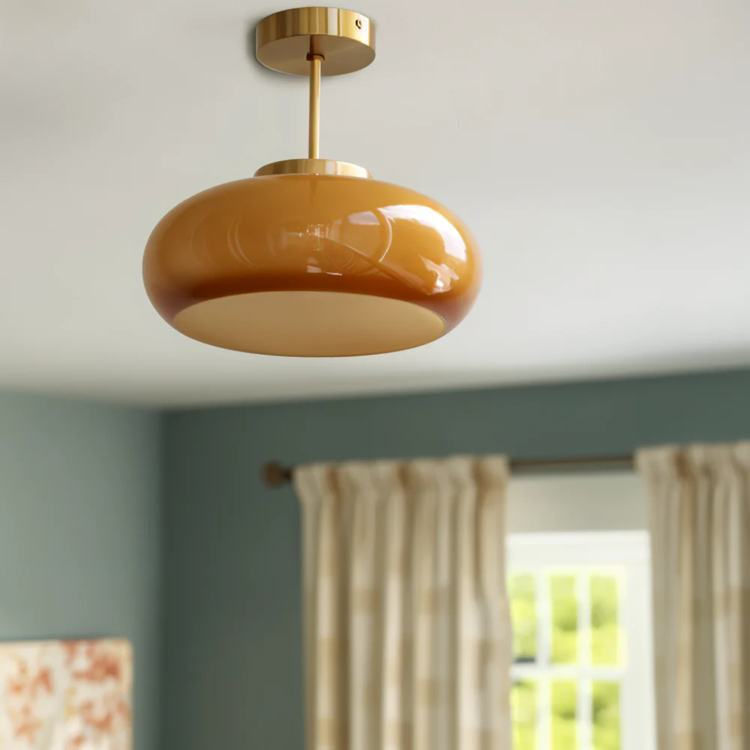 Glass Ceiling Light with Round Shade Pendant