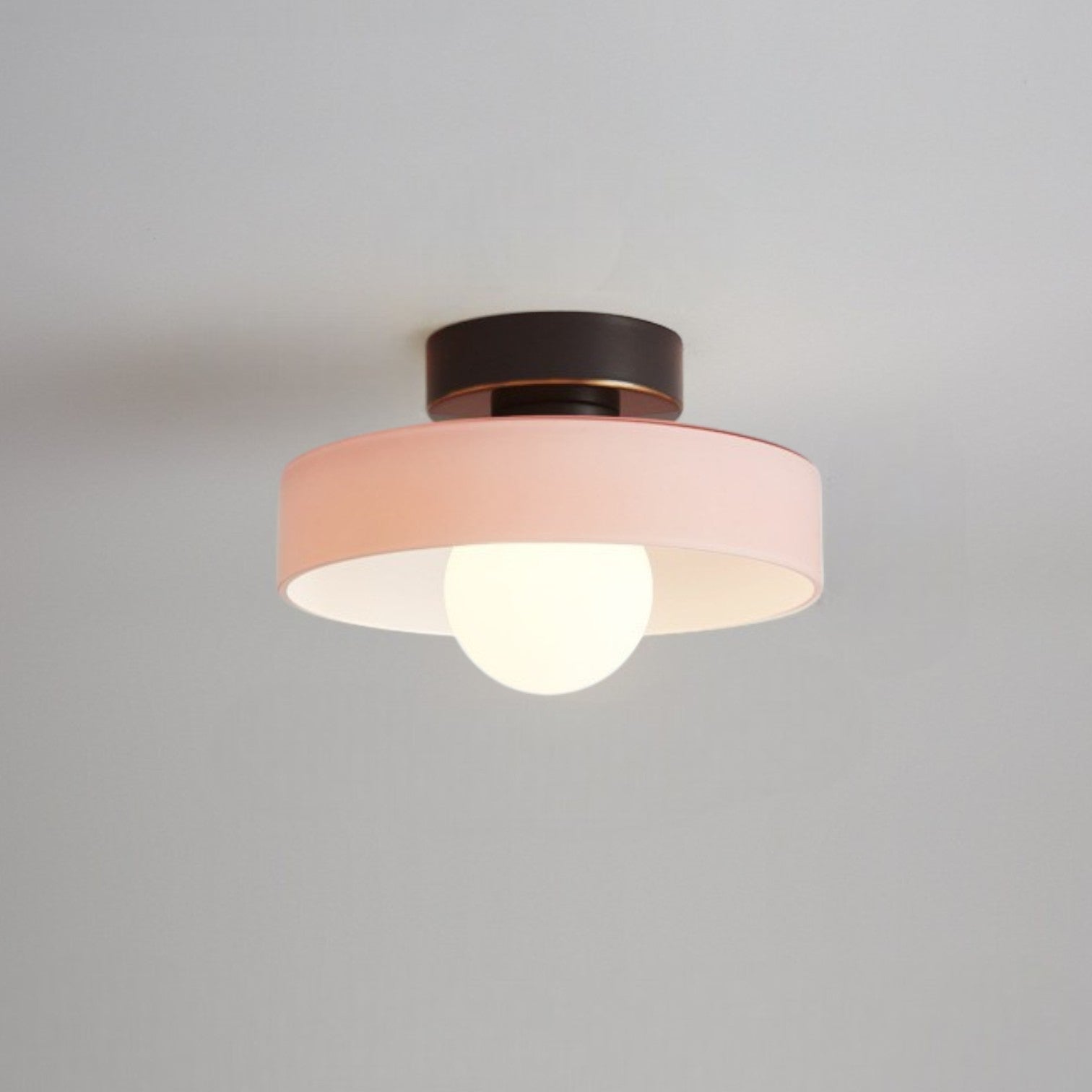Glass Ceiling Light with Round Shade and LED