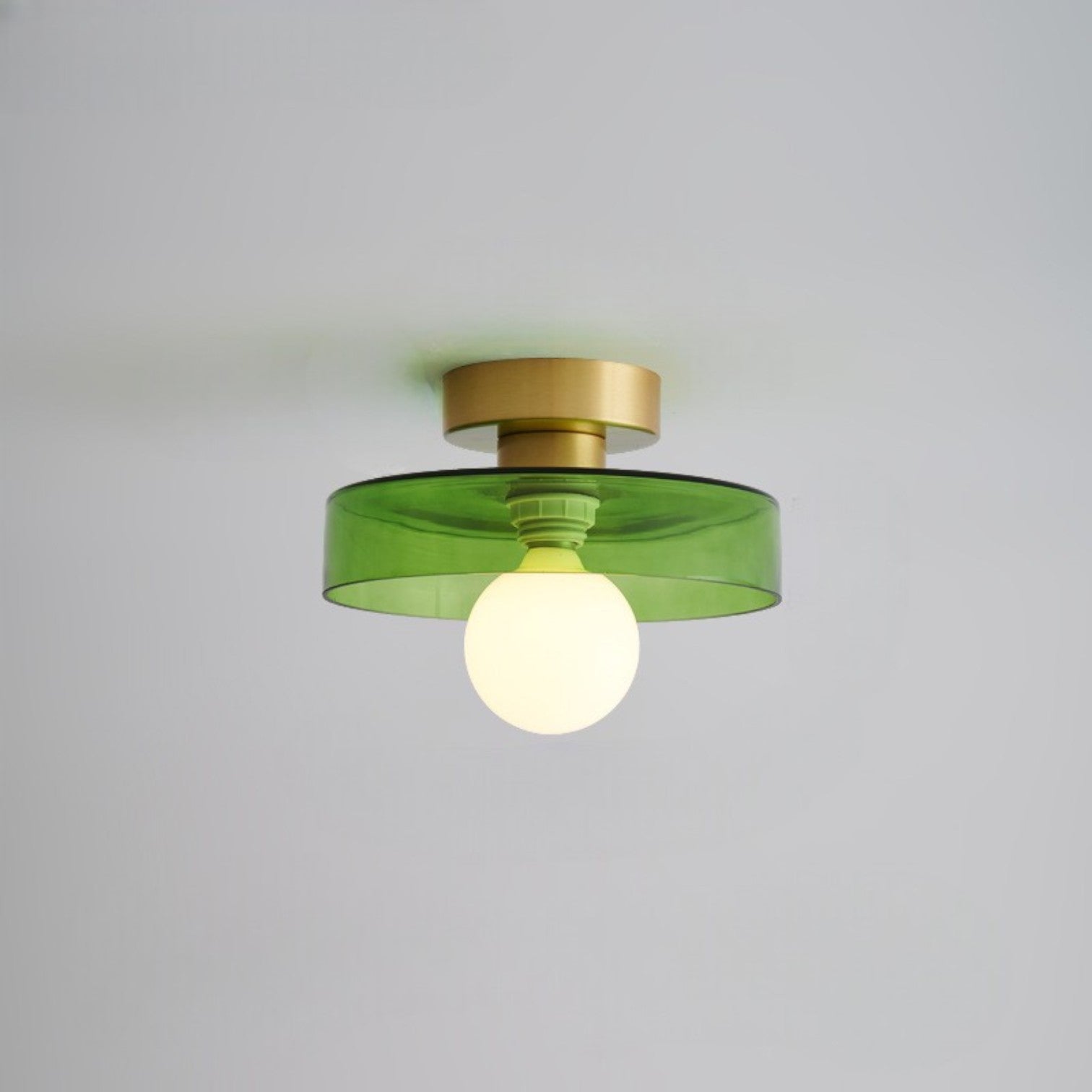 Glass Ceiling Light with Round Shade and LED