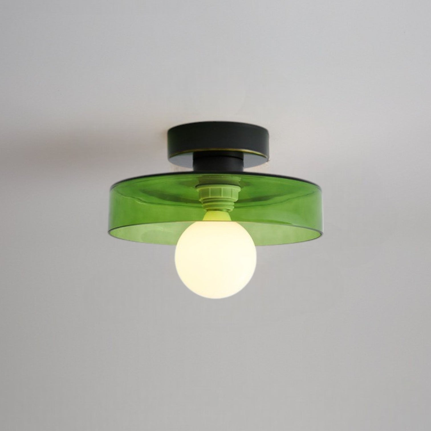 Glass Ceiling Light with Round Shade and LED