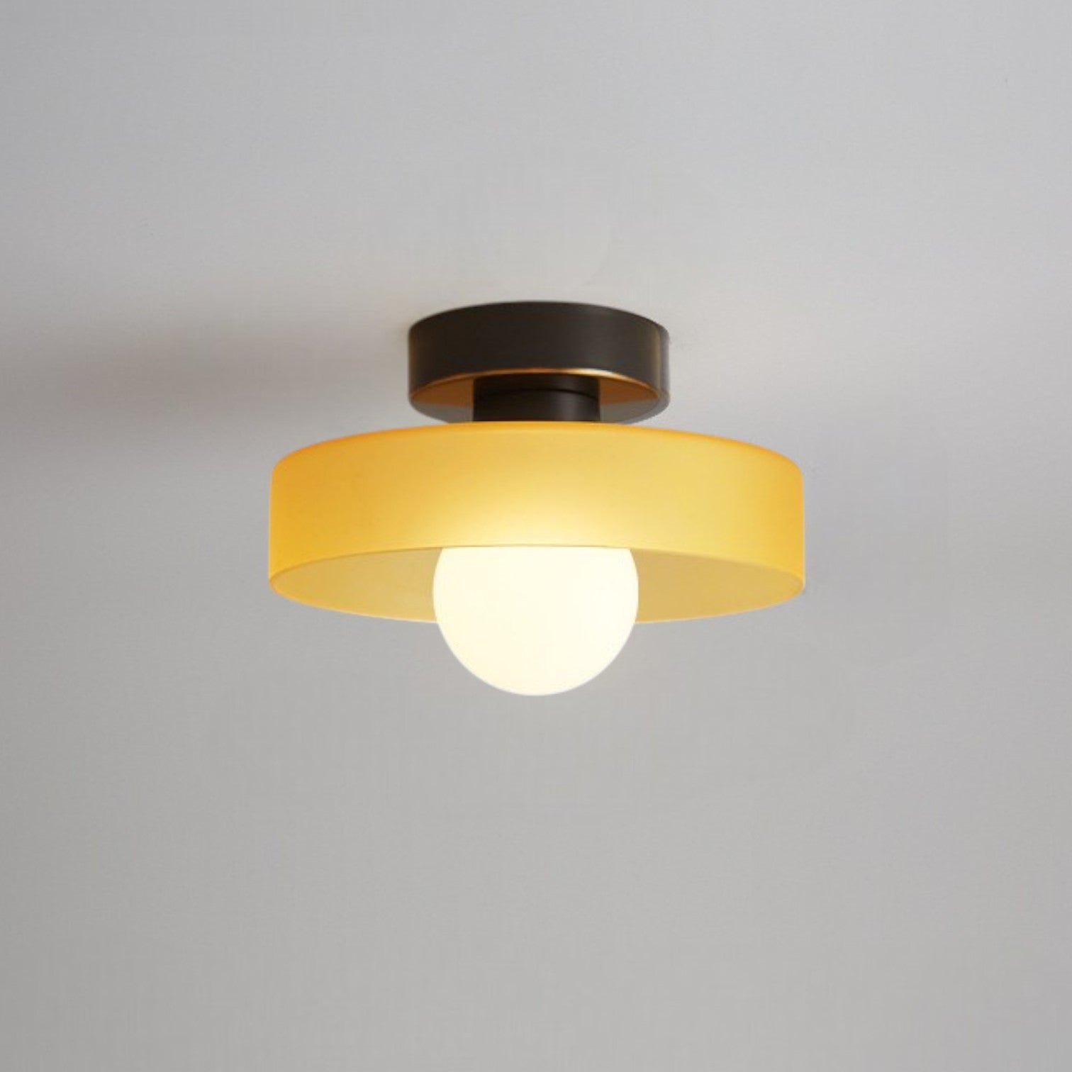 Glass Ceiling Light with Round Shade and LED