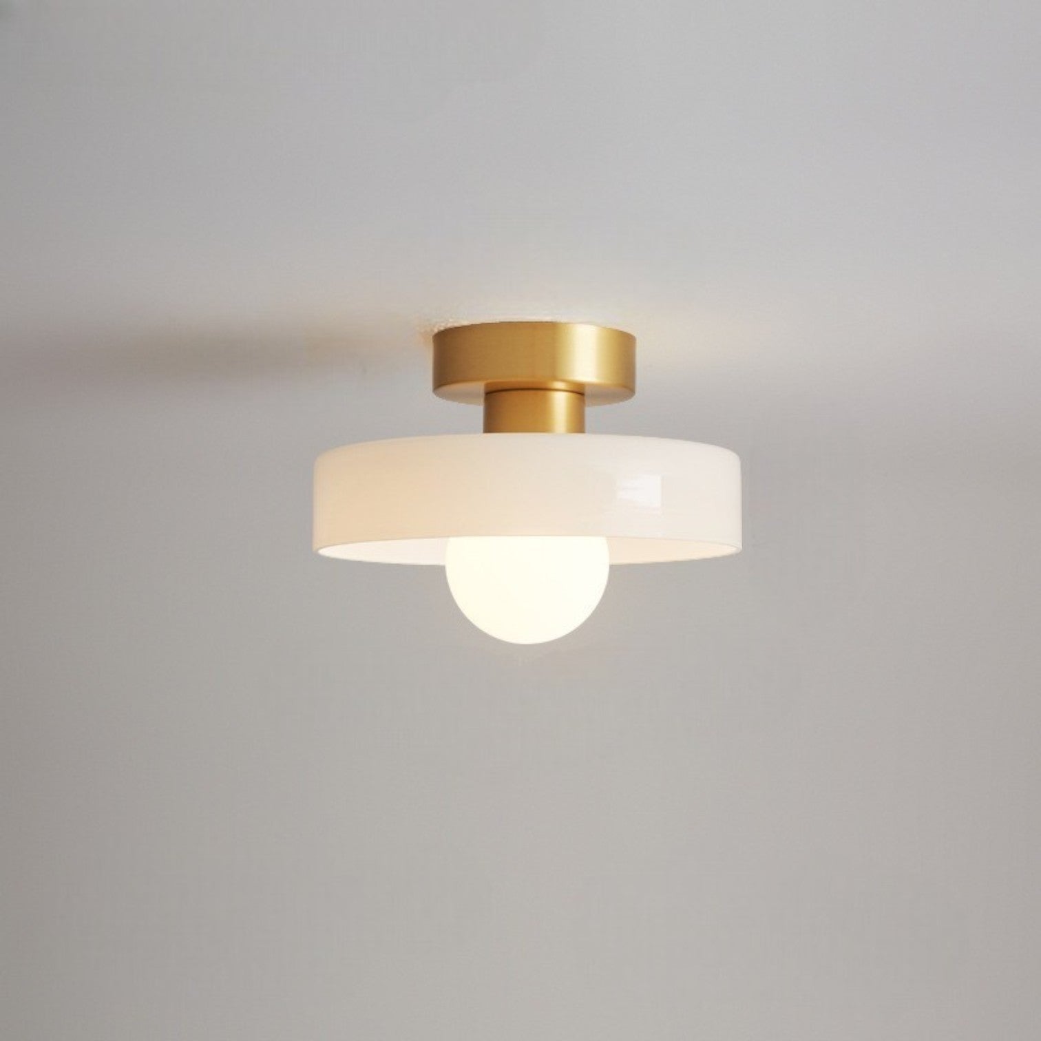 Glass Ceiling Light with Round Shade and LED