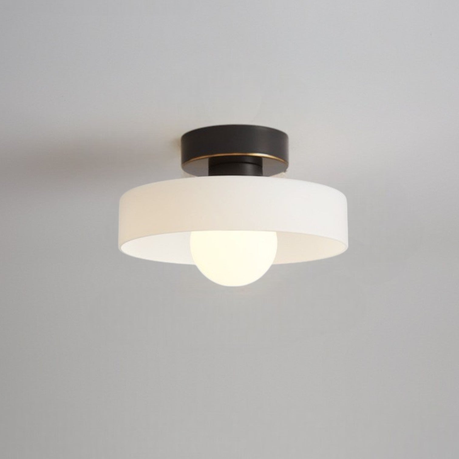 Glass Ceiling Light with Round Shade and LED