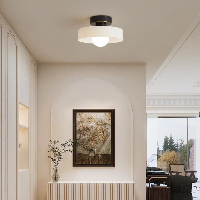 Glass Ceiling Light with Round Shade and LED
