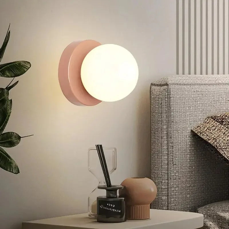 Glass Globe Wall Sconce with Metal Base LED