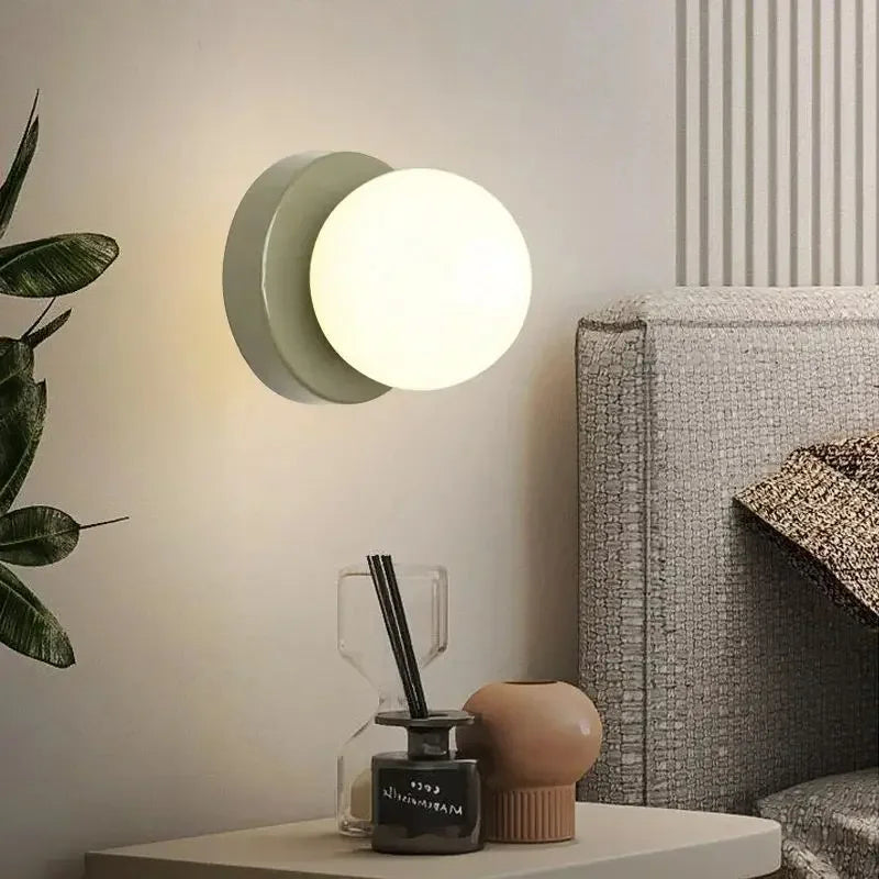Glass Globe Wall Sconce with Metal Base LED