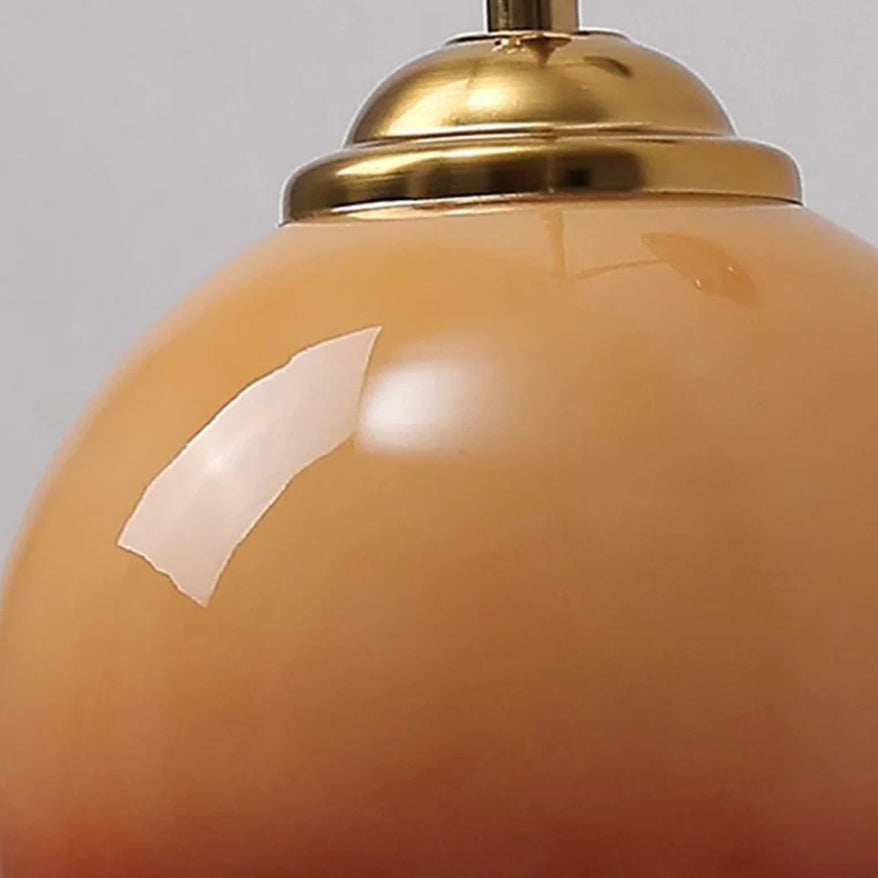 Glass Globe Wall Sconce with Wood Pullchain