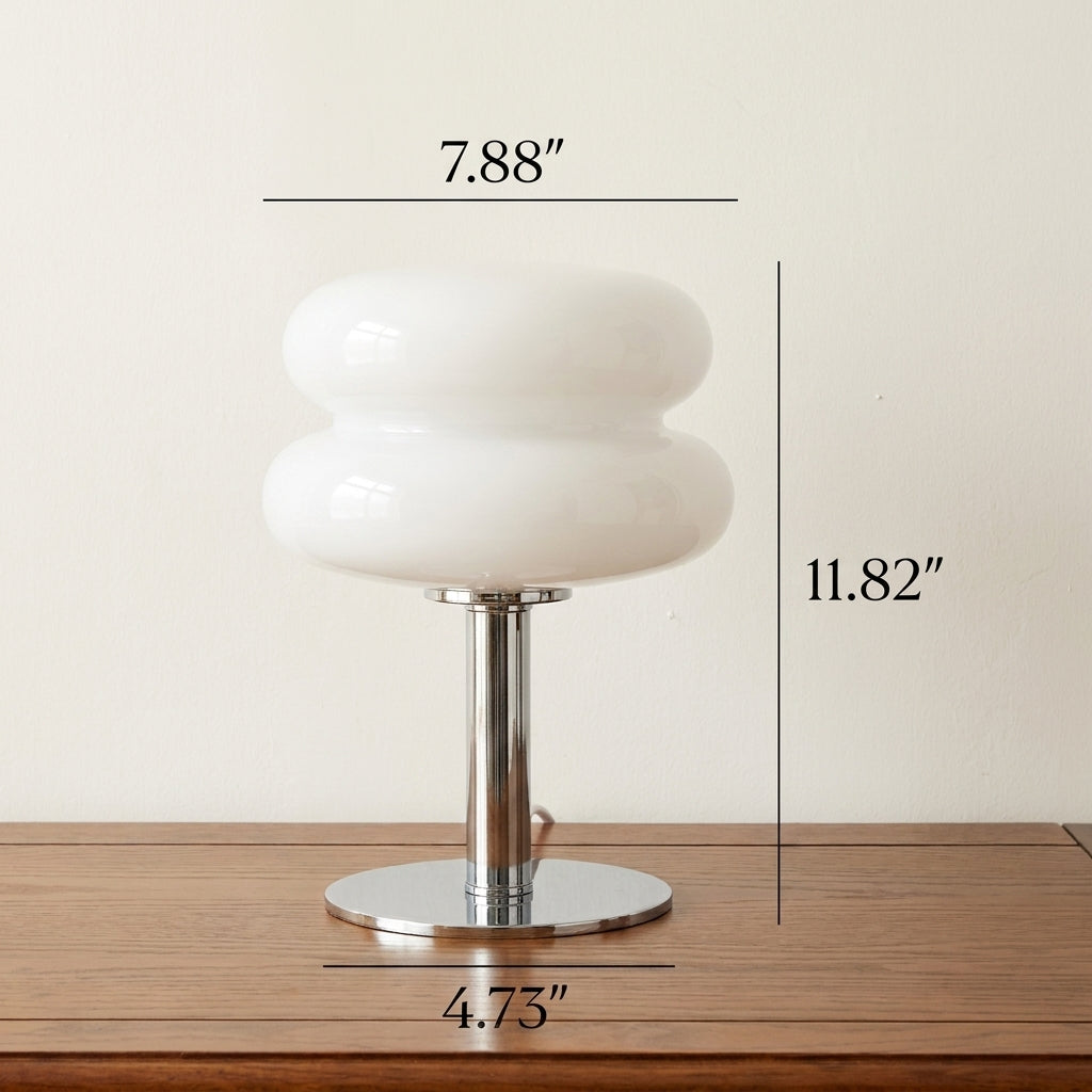 Glass Sculptural Table Lamp with Iron Base