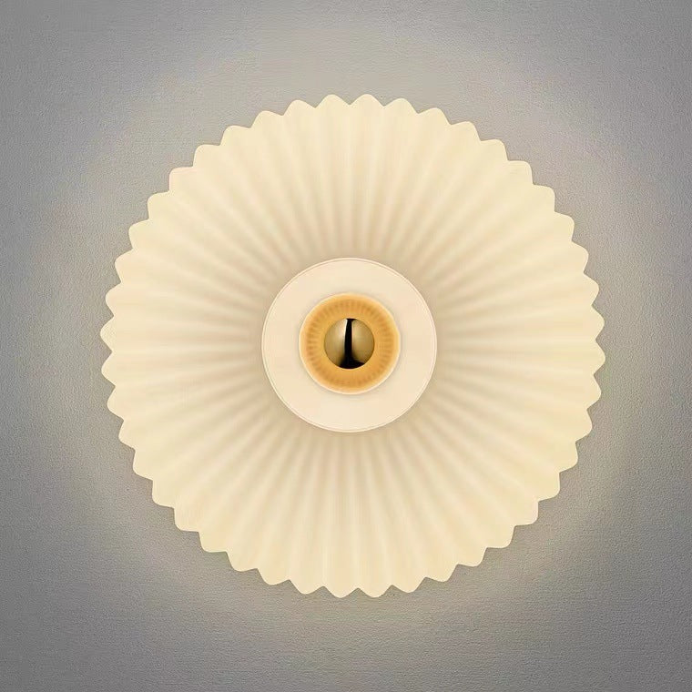Glass Wall Sconce with Ribbed Round Shade LED