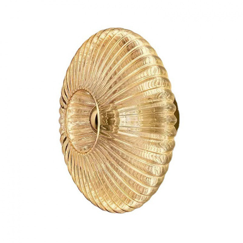 Glass Wall Sconce with Ribbed Round Shade LED