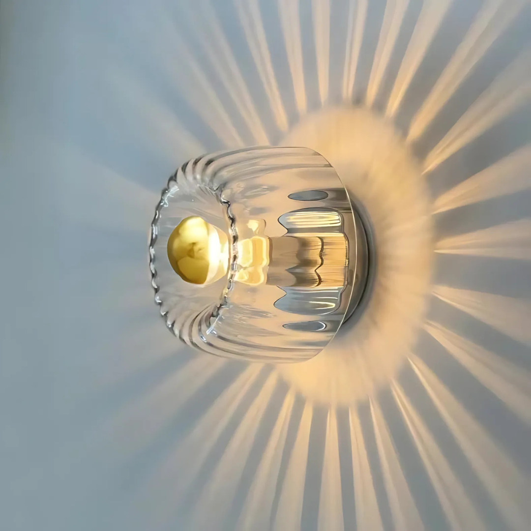 Glass Wall Sconce with Textured Glow Light