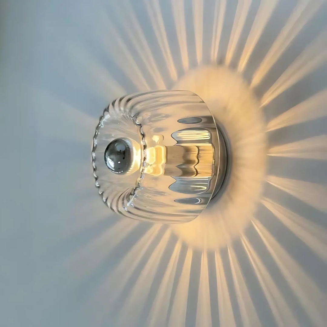 Glass Wall Sconce with Textured Glow Light