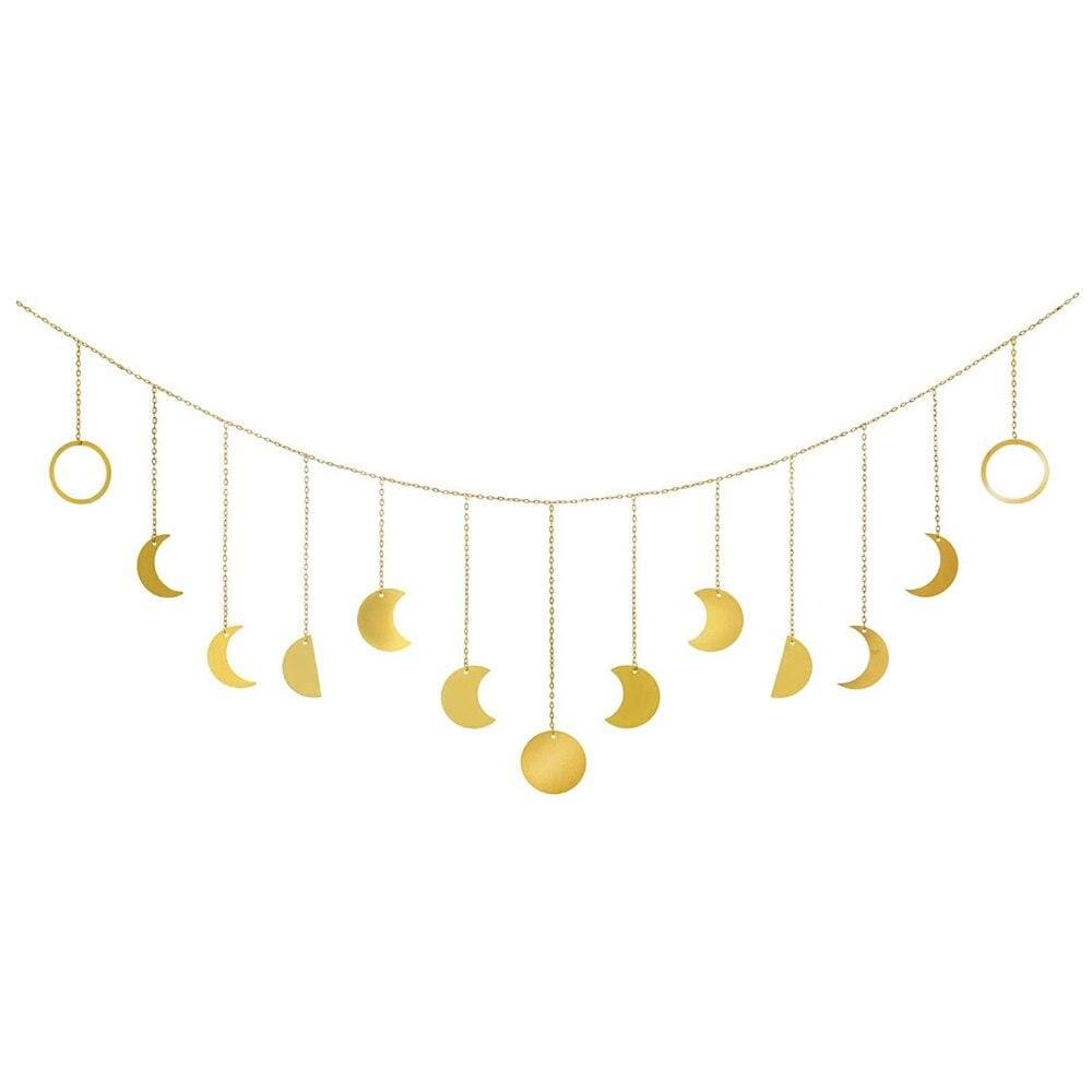 Gold Moon Phase Wall Hanging Garland Decor