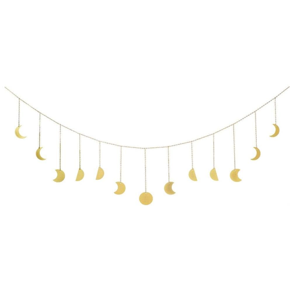 Gold Moon Phase Wall Hanging Garland Decor