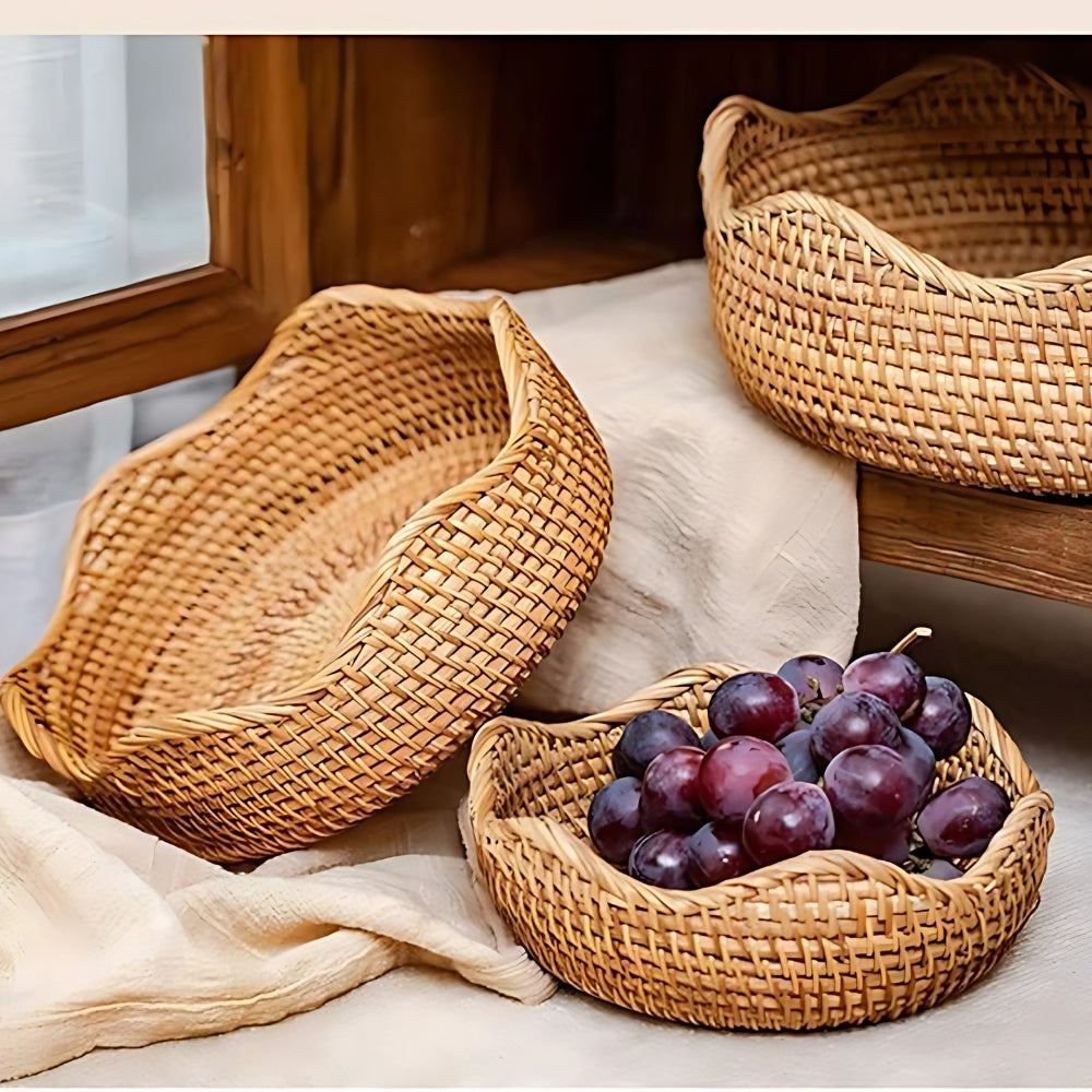 Handwoven Rattan Basket with Rustic Charm