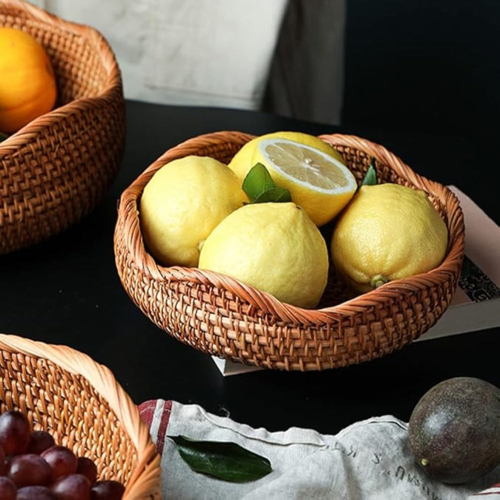 Handwoven Rattan Basket with Rustic Charm