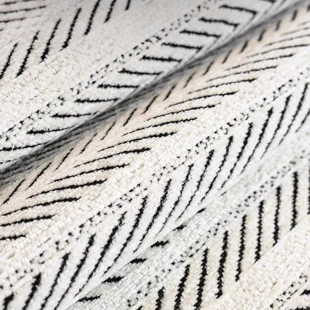 Herringbone Sofa Cover with Scalloped Edge