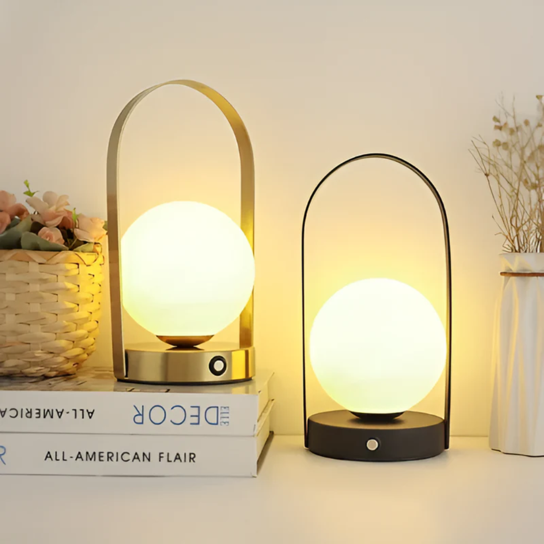 Iron Acrylic Table Lamp with Globe LED Light