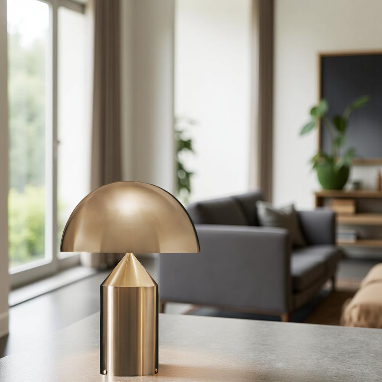 Iron Dome Table Lamp with Sculptural Base
