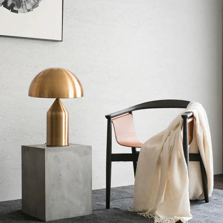 Iron Dome Table Lamp with Sculptural Base