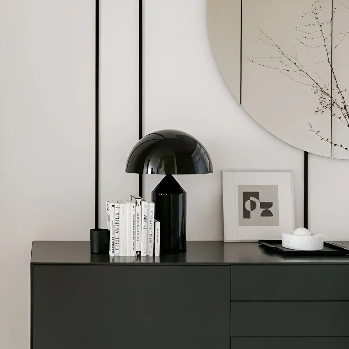 Iron Dome Table Lamp with Sculptural Base