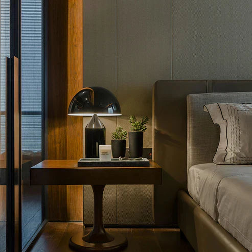 Iron Dome Table Lamp with Sculptural Base