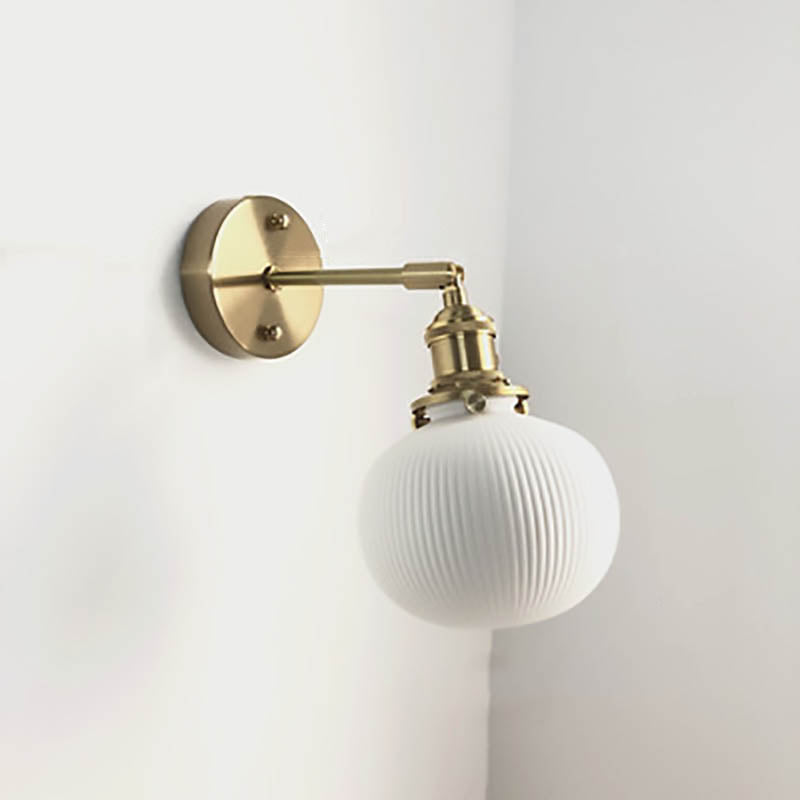 Japanese Copper Wall Light with Pleated Shade
