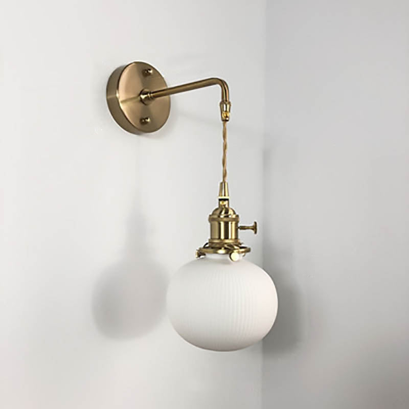Japanese Copper Wall Light with Pleated Shade