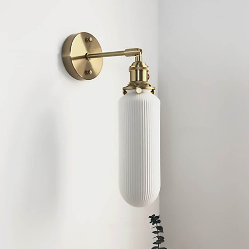 Japanese Copper Wall Light with Pleated Shade