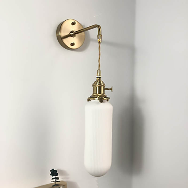 Japanese Copper Wall Light with Pleated Shade