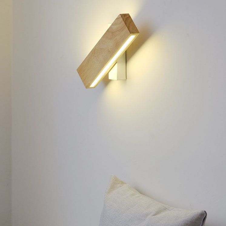 Japanese Wood Wall Sconce with Rectangle LED