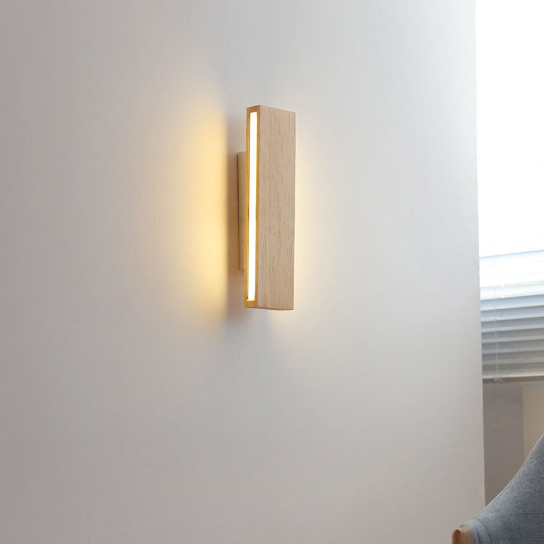 Japanese Wood Wall Sconce with Rectangle LED