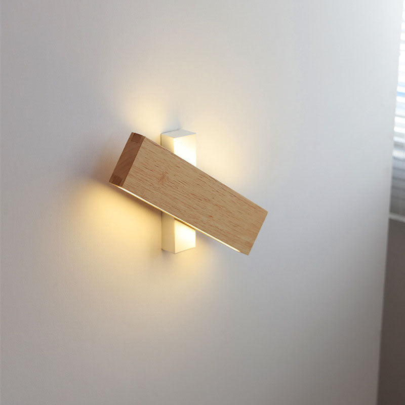 Japanese Wood Wall Sconce with Rectangle LED
