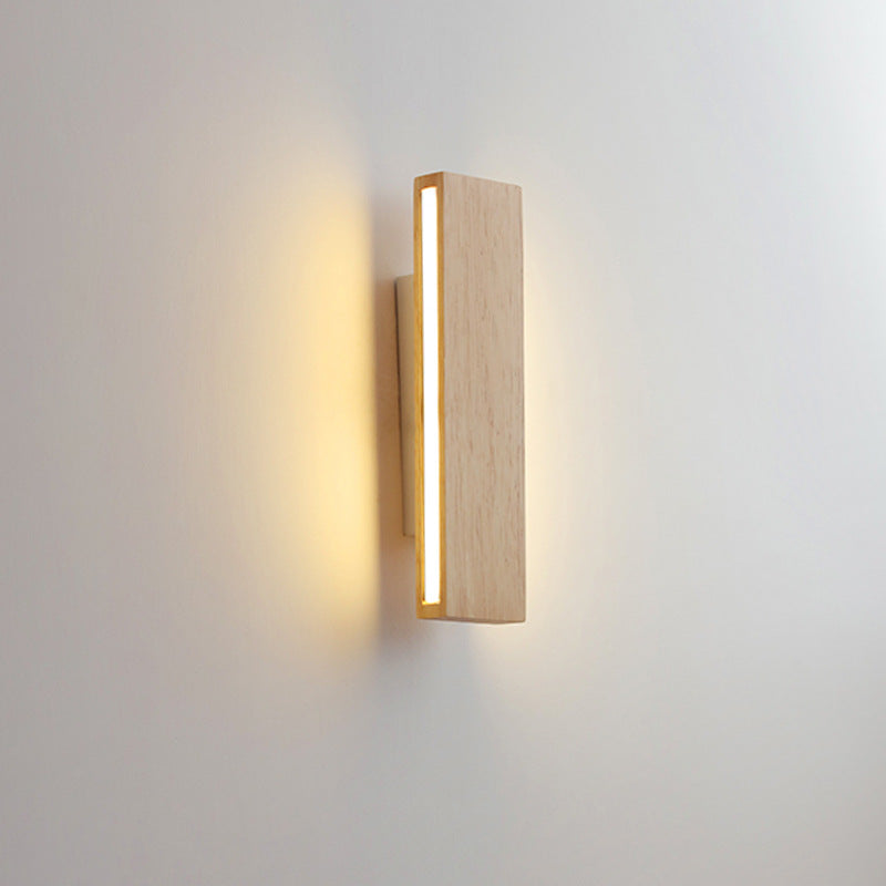 Japanese Wood Wall Sconce with Rectangle LED