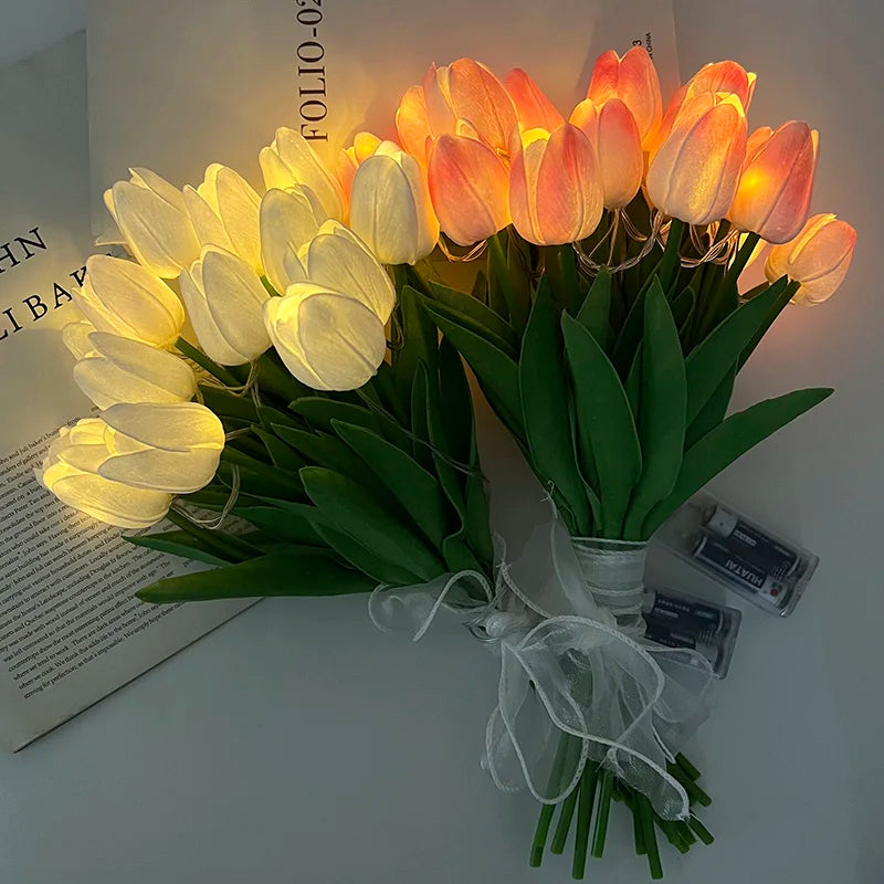 LED Tulip Lamp with Glowing Flower Bouquet