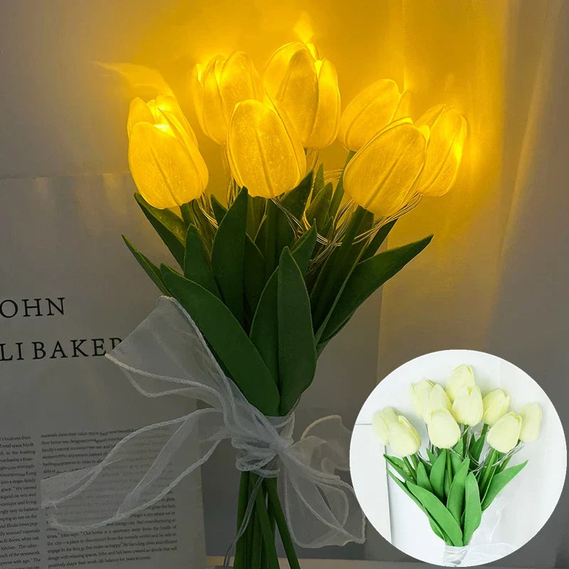 LED Tulip Lamp with Glowing Flower Bouquet