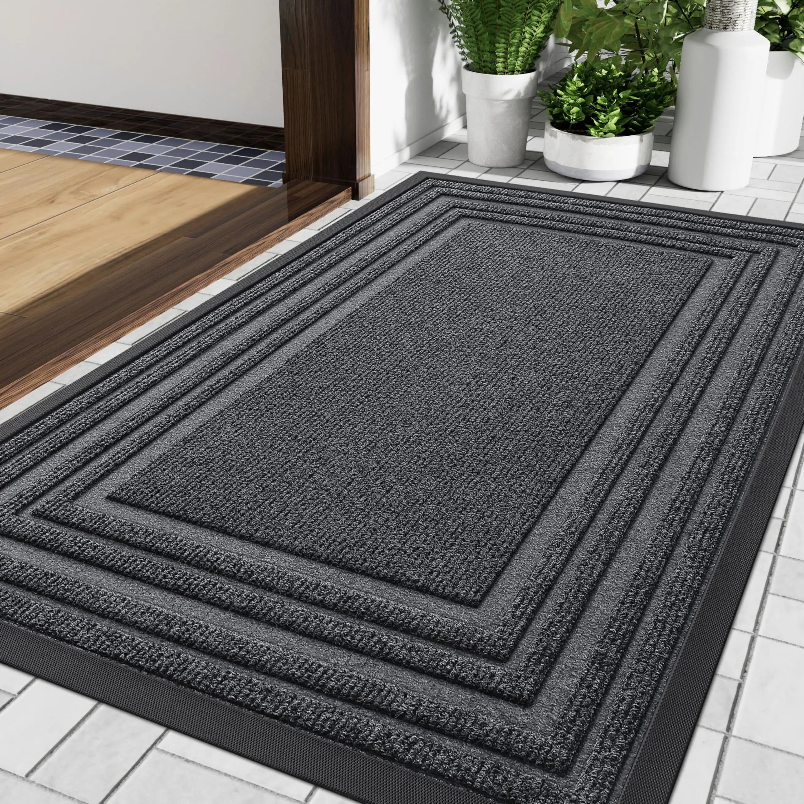 Layered Border Doormat with Antislip Base