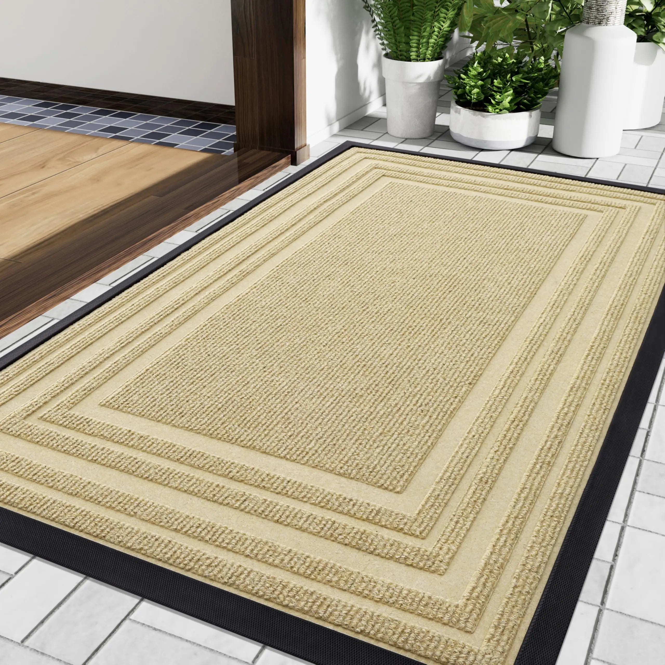 Layered Border Doormat with Antislip Base