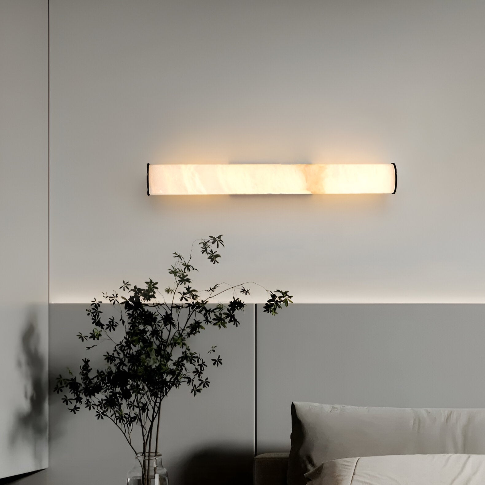 Marble Effect Wall Sconce with Slim Tube Light