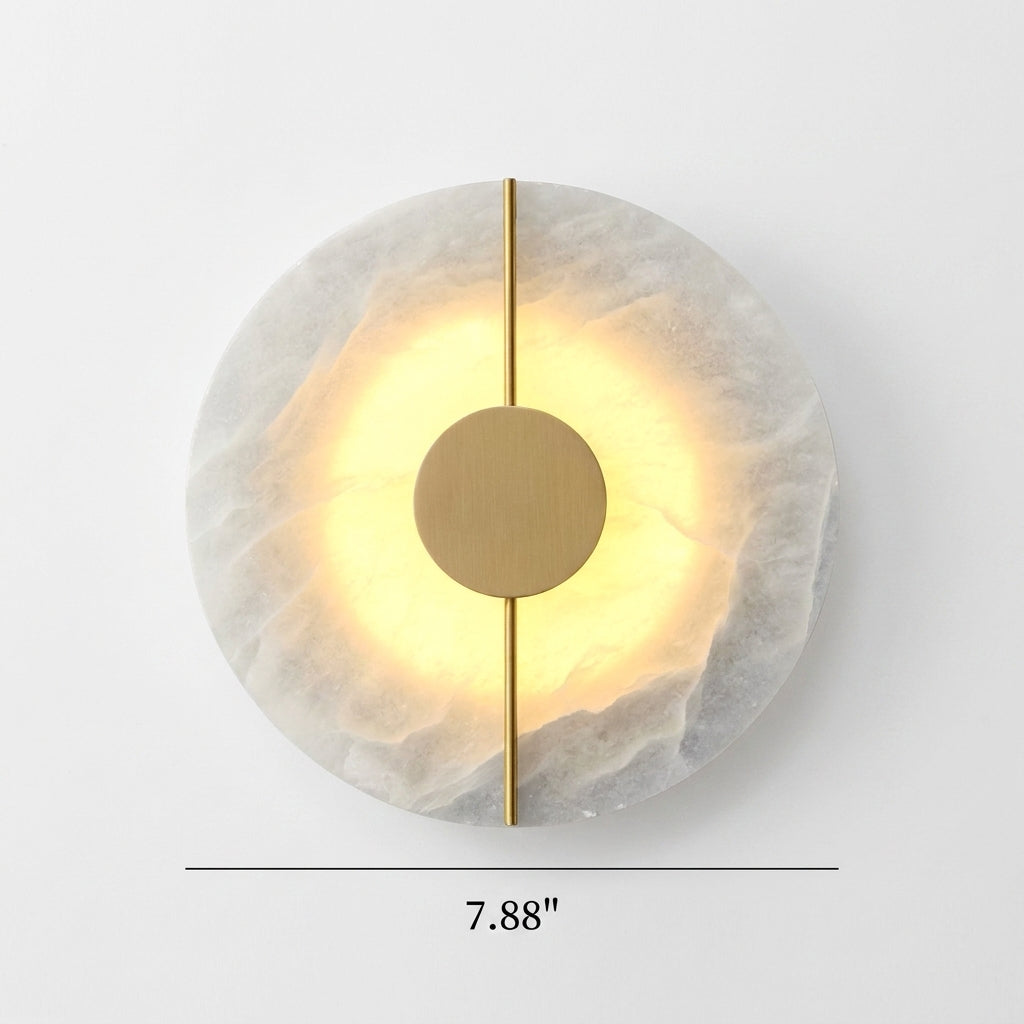 Marble Iron Wall Sconce with Round LED Light