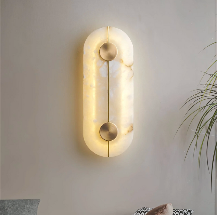 Marble Iron Wall Sconce with Round LED Light