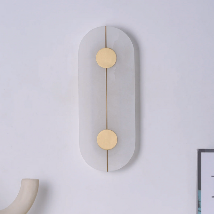 Marble Iron Wall Sconce with Round LED Light