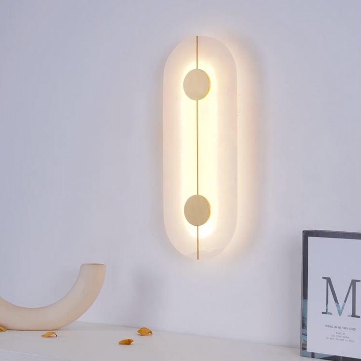 Marble Iron Wall Sconce with Round LED Light