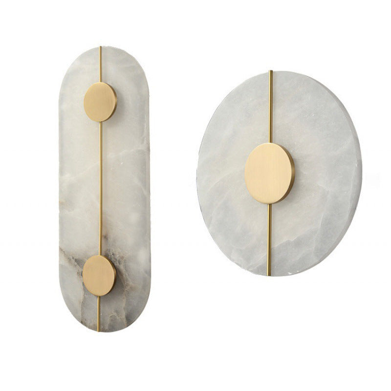 Marble Iron Wall Sconce with Round LED Light