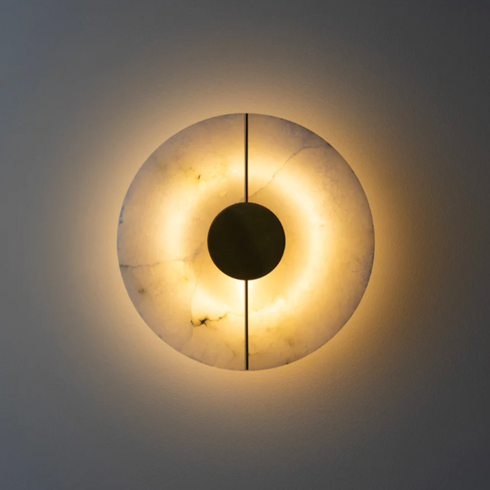 Marble Iron Wall Sconce with Round LED Light