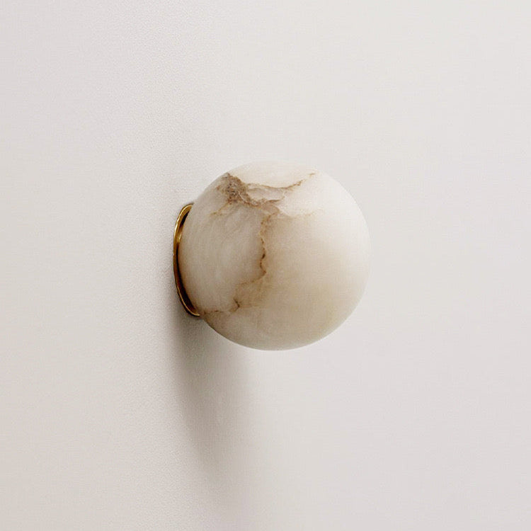 Marble Orb Wall Sconce with LED Light and Base
