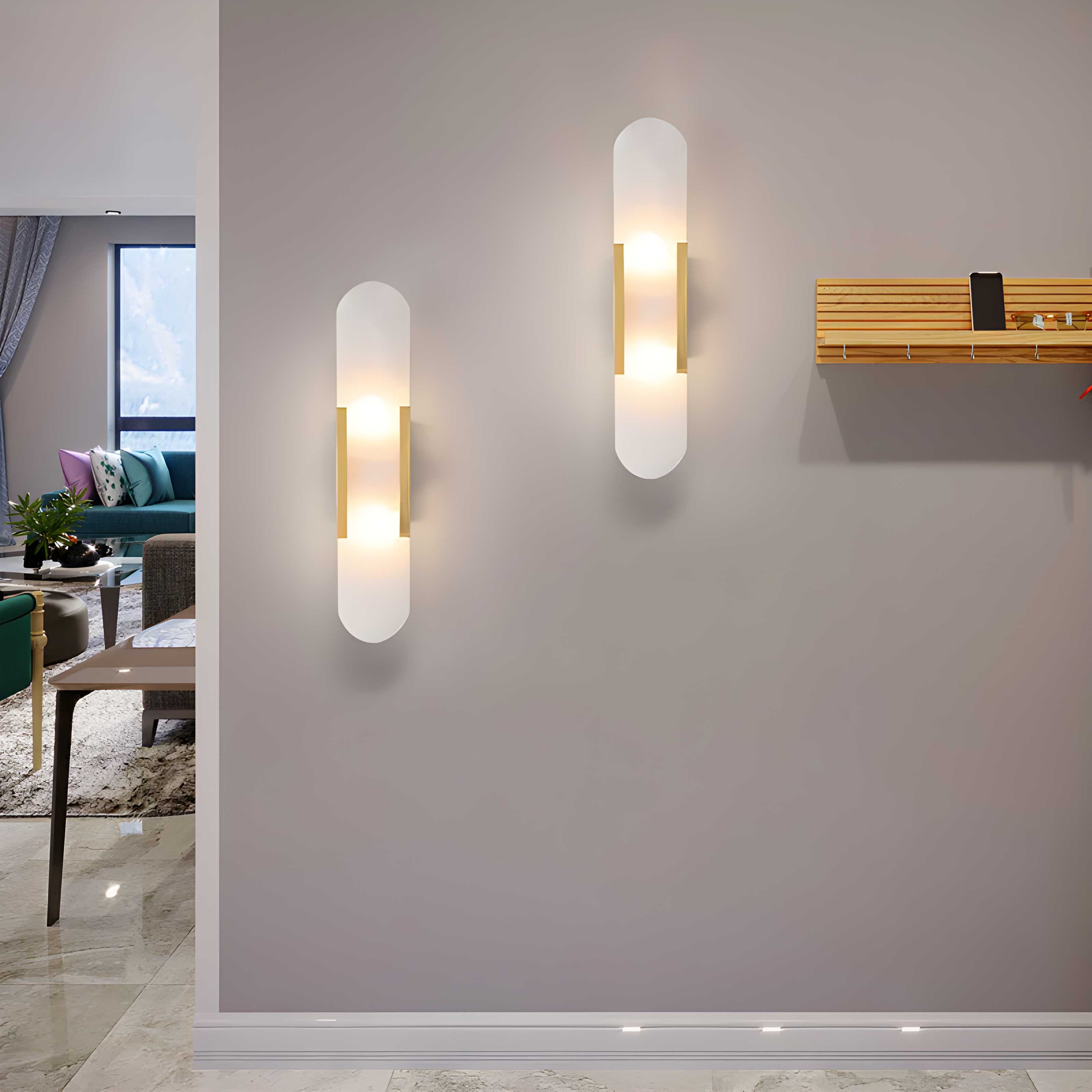 Marble Wall Sconce with Iron Frame LED Light