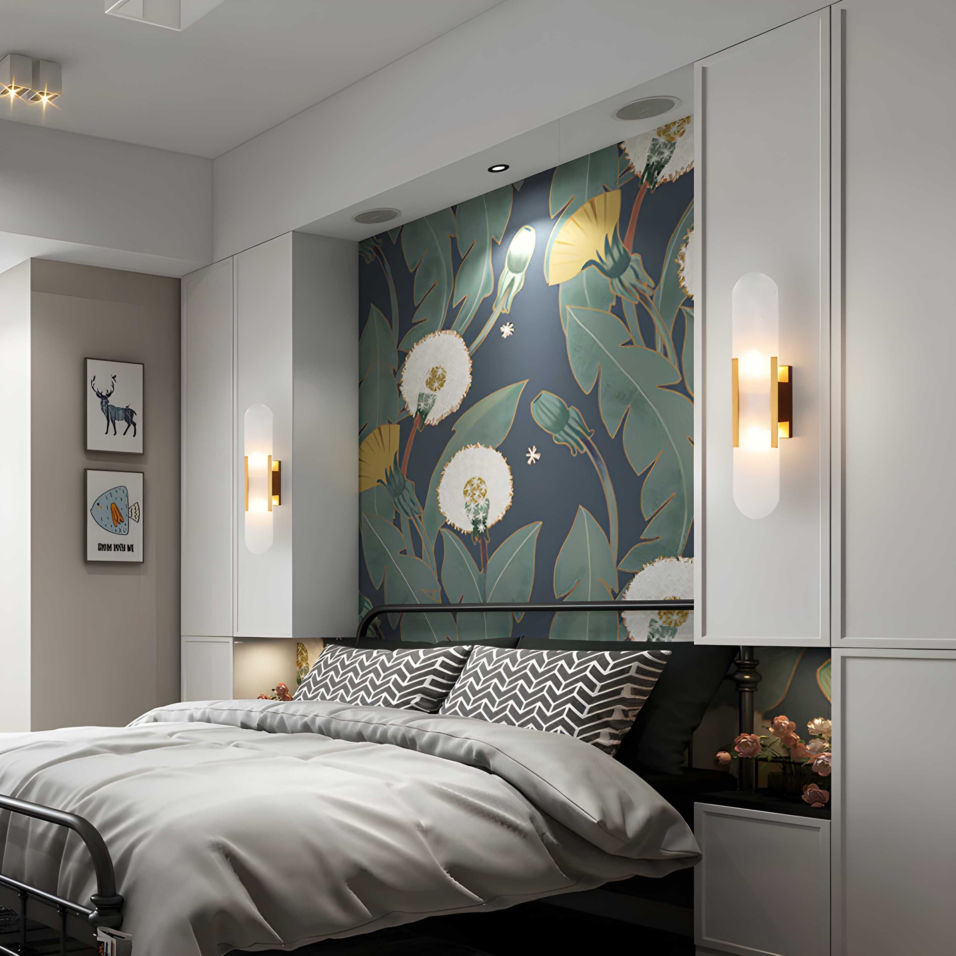 Marble Wall Sconce with Iron Frame LED Light
